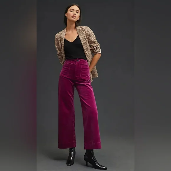Anthropologie Burgundy Wide Leg Pants - Picture 5 of 16